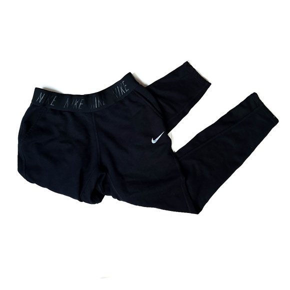Nike Pants - NIKE black athletic pants w/pockets + elastic waist band size S